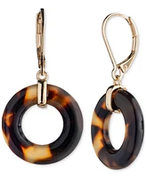 Lauren Ralph Lauren Gold-Tone Tortoise-Look Circle Drop Earrings