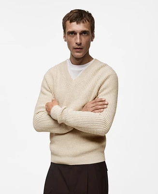 Mango Men's Alpaca Wool V-Neck Sweater