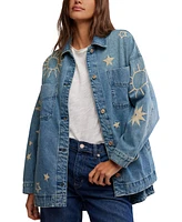 Free People Women's Madison Embroidered Denim Shirt Jacket