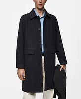 Mango Men's Pocketed Wool Coat