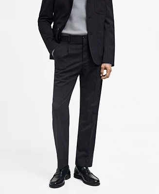 Mango Men's Stripes Detail Wool Slim-Fit Suit Pants