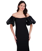 Eliza J Women's Off-The-Shoulder Organza Puff-Sleeve Gown