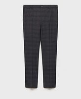 Mango Men's Cotton Slim-Fit Check Pants