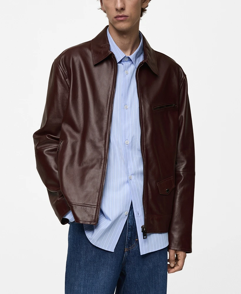 Mango Men's Nappa Leather Jacket