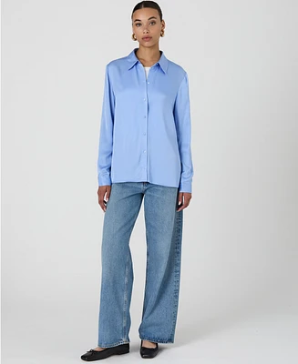 French Connection Women's Ennis Satin Long-Sleeve Shirt