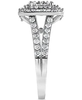 Diamond Square Halo Cluster Ring (1 ct. t.w.) in 14k White Gold