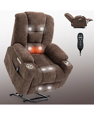 Boyel Living Large Power Lift Recliner Chair with Massage and Heat for Elderly Overstuffed Wide Recliners Heavy Duty Motion Mechanism with Usb and Typ