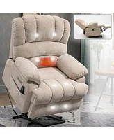 Boyel Living 23" Seat Width and High Back Large Chenille Power Lift Recliner Chair with 8-Point Vibration Massage Lumbar Heating