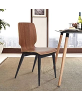 Slickblue 4 Modern Dining Chairs – Wooden Side with Metal Legs for a Sleek Kitchen Look