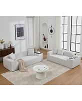 Streamdale Furniture 2 Piece Boucle Cloud Sofa Set, Upholstered Sofa Set, Modern 3 Seater and 2 Seater Sofa with Mdf End Table for Living Room, Apartm