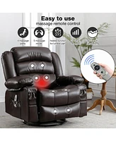 Boyel Living Massage Swivel Rocker Recliner Chair with Vibration and Heat Ergonomic Lounge