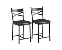 gaomon Bar Stools, Bar Chairs Set of 2, Modern Counter Bar Stools with Back & Footrest, Upholstered Island Chairs, Metal Frame Counter Height Barstool