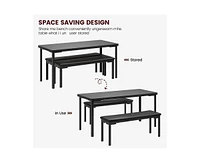 gaomon Kitchen Table and 2 Dining Benches Set, 3 Piece Dining Table Set for 4, Space-Saving Dinette for Kitchen, Dining Room