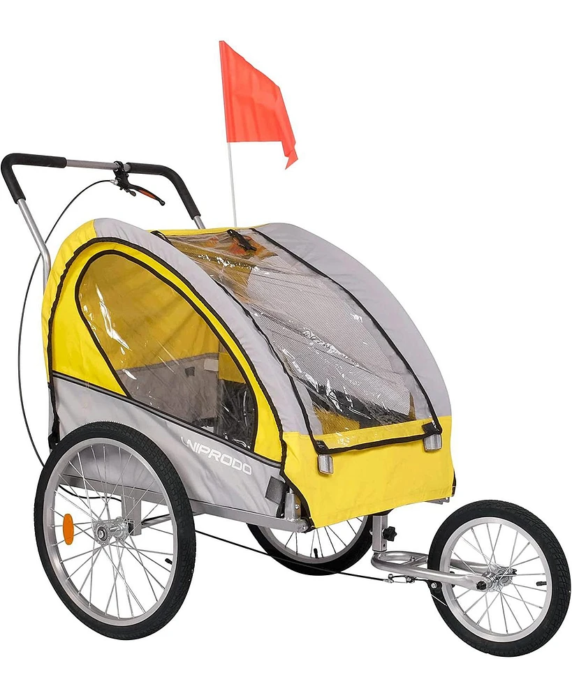 Slickblue Dog Bike Trailer Cart - 2 in 1 Pet Stroller with Breathable Net and Reflectors