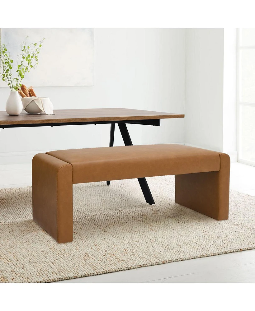 47" Faux Leather Upholstered Bedroom Waterfall Benches-Maison Boucle