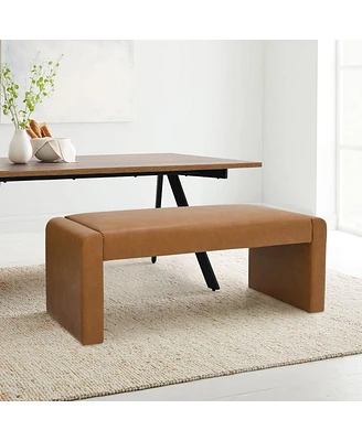 47" Faux Leather Upholstered Bedroom Waterfall Benches-Maison Boucle