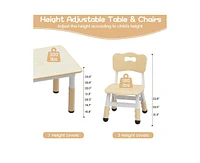 gaomon Kids Table and Chair Set, Height Adjustable Toddler Table and 4 Chairs Set for Ages 2-10, Graffiti Desktop, Non-Slip Legs, Arts & Crafts Table