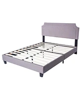 Slickblue 54" Upholstered Platform Bed Frame with Headboard Modern Bed for Bedroom