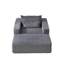 75-Inch Corduroy Sponge Sofa Lounge Chair with Removable footrest,No Assembly Required,Fluffy Modern Sleeper Chair for Indoor Living Room Bedroom