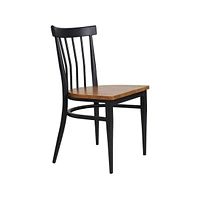 Slickblue Slat Back Dining Chairs Set of 2 Metal Leg Side Chairs with Sturdy Wood Seats