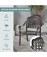 Gymax 4 Pieces Cast aluminum patio chair bistro dining chair outdoor cast aluminum chair