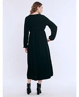 Motherhood Maternity Long Sleeve Button Front Midi Dress