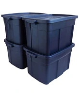 Rubbermaid Roughneck 25 Gallon Stackable Storage Container, Dark Indigo, 4 Pack