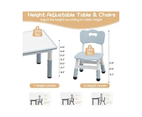 gaomon Toddler Table and 4 Chairs Set with Graffiti Desktop, Height Adjustable Kids Table and Chairs Set with Storage, Non-Slip Legs