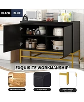 Slickblue Minimalist Luxury Two-Door Sideboard Cabinet with Gold Metal Legs for Stylish Living Room Storage