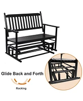 Slickblue 2-Person Rocking Glider Chair - Wooden Outdoor Garden Patio Seating Bench