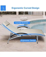 Slickblue Adjustable Backrest Outdoor Recliner Chaise Lounge Chair Lounger with Armrest and Pillow