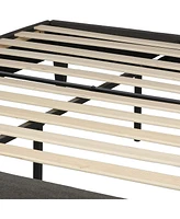 Slickblue 14-Inch Upholstered Platform Bed Frame Mattress Foundation with Wood Slat Support, No Box Spring Required