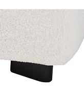 Baxton Studio Athena Modern and Contemporary Ivory Boucle Upholstered and Black Finished Wood Square Ottoman
