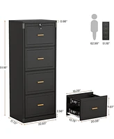 Tribesigns 4-Drawer File Cabinet, Vertical Filing Cabinet with Lock, Wood Storage Cabinet for Home Office,Locable File Cabinet for A4/F4/Letter/Legal