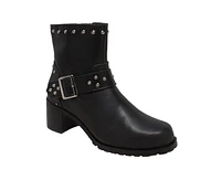 RideTecs Women's 6" Heeled Buckle Biker Boot