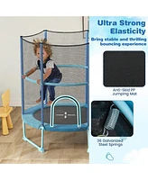 Gymax 60'' Trampoline for Kids w/ Gymnastic Bar Rings Foamed Handle No Gap Design