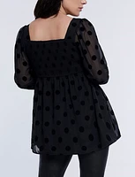 Motherhood Maternity Smocked Square Neck Long Sleeve Babydoll Top