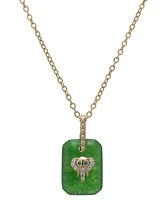 Lab-Grown Aventurine (1-1/5 ct. t.w.), White Sapphire (1/10 ct. t.w.) & Green Spinel Elephant Pendant Necklace in 14K Gold Over Sterling Silver, 18"