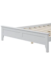 Slickblue Modern White Solid Wood Platform Bed