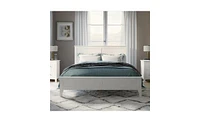 Slickblue Modern White Solid Wood Platform Bed