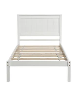 Slickblue Twin Platform Bed Frame with Headboard - Wood Slat Support, No Box Spring Needed