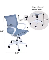 Slickblue Adjustable Mesh Office Computer Chair Ergonomic Mid-Back Swivel Task Chair with Armrests for Meetings