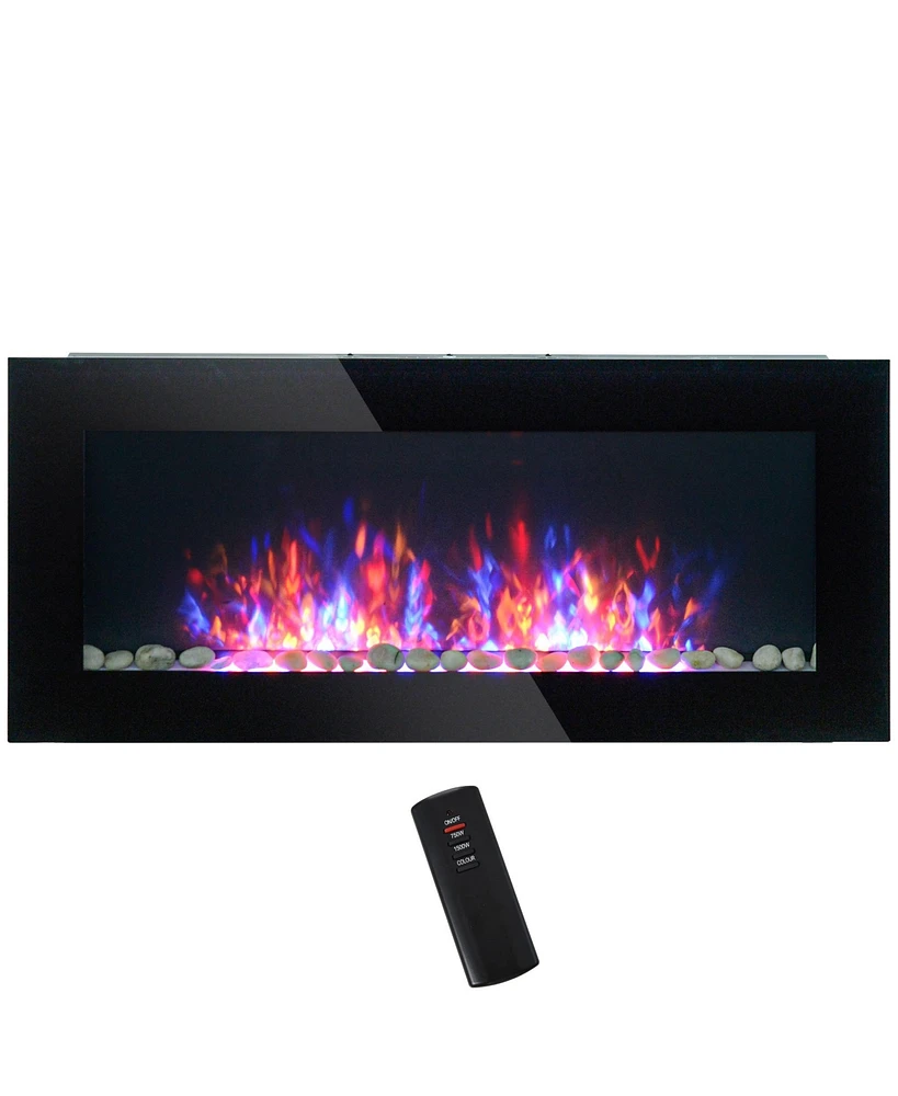 Homcom 41.3" 1500W Electric Fireplace with 7-Color Flame Effect,