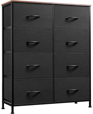 Wlive Fabric Dresser for Bedroom Tall with 8 Drawers Storage Tower Bins Double Chest of Closet Living Room Hal