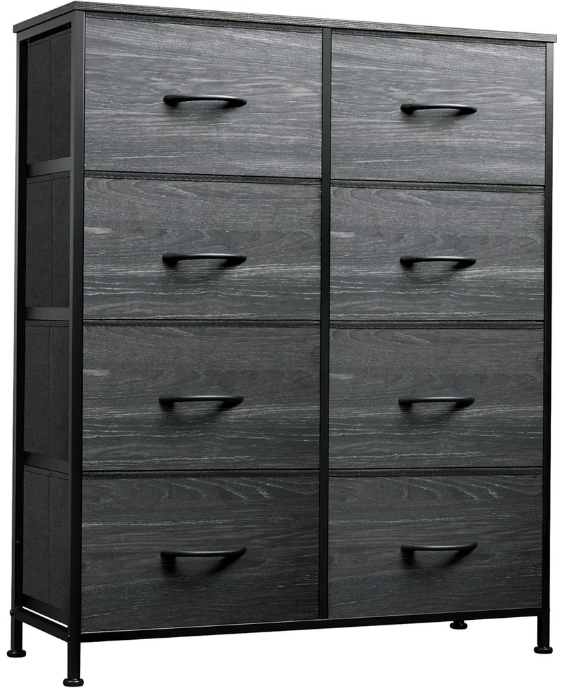 Wlive Fabric Dresser for Bedroom Tall with 8 Drawers Storage Tower Bins Double Chest of Closet Living Room Hal