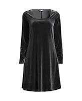 Lands' End Women's Knit Velvet Square Neck Dress