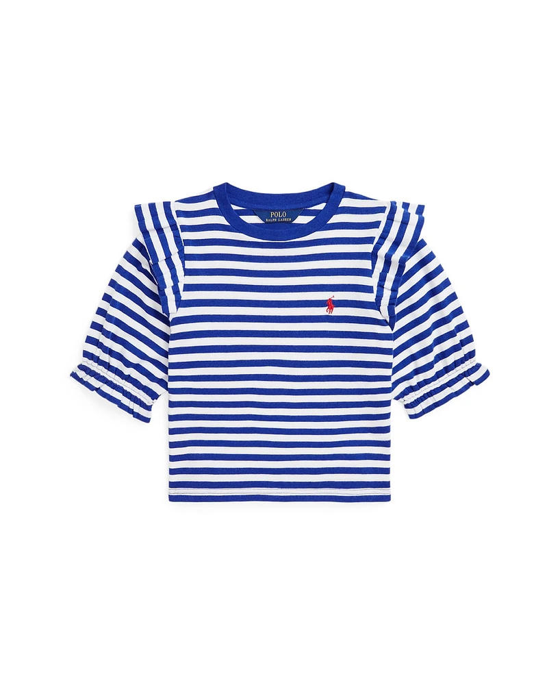 Polo Ralph Lauren Big Girls Striped Ruffled Cotton-Modal Sweatshirt