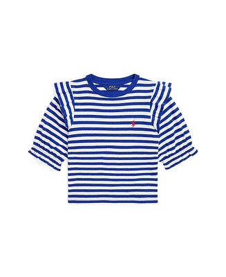 Polo Ralph Lauren Big Girls Striped Ruffled Cotton-Modal Sweatshirt