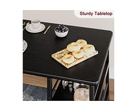 gaomon Dining Table Set for 2, Kitchen and Chairs with Wine Rack, Metal Frame Modern Bar 2 Chairs, Rectangular