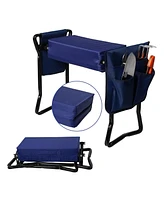 Slickblue 2-in-1 Garden Seat & Kneeling Stool - Foldable Gardening Stool with Removable Storage Bags